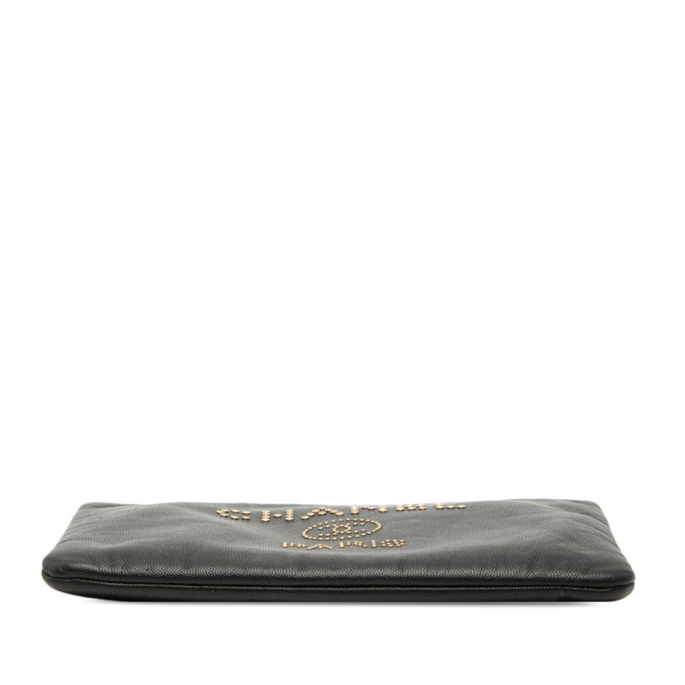 CHANEL Black Caviar Leather Logo Clutch Bag - Picture 3 of 7